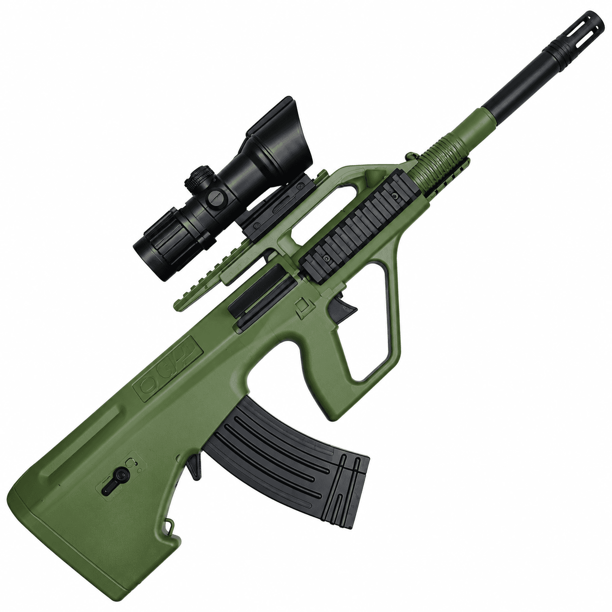 AUG Gel Blaster vert, vue de droite