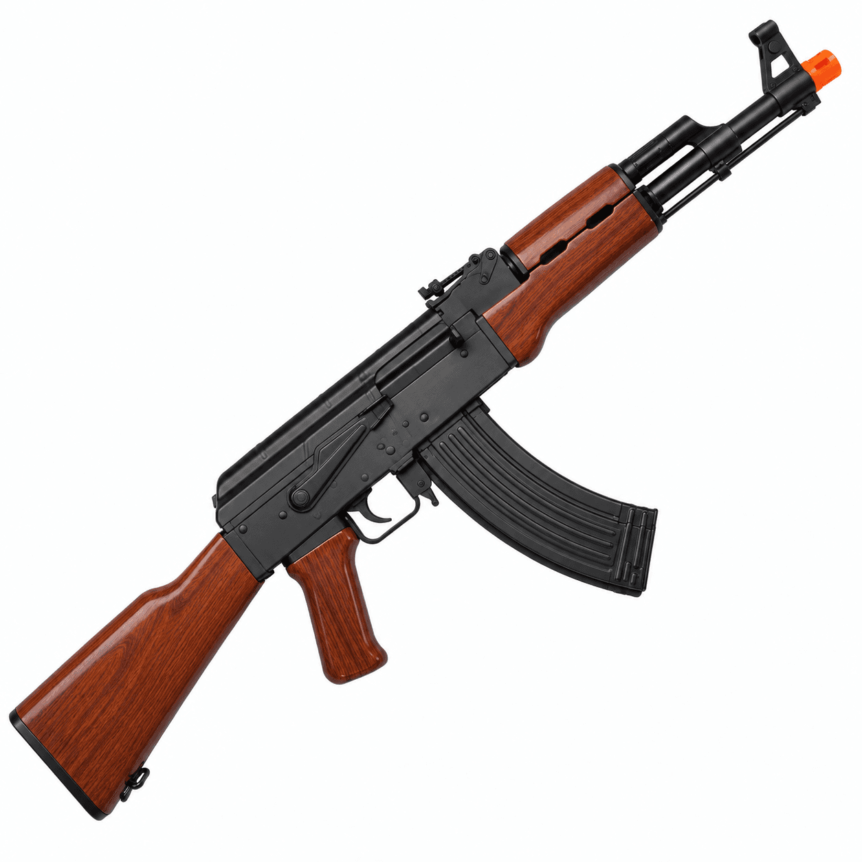 AK47 Gel Blaster negro y madera, vista derecha